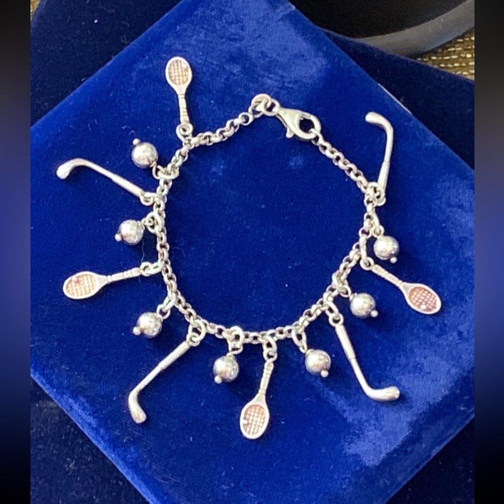 Vintage Sterling Silver 925 Charm Bracelet Sports / 7 in